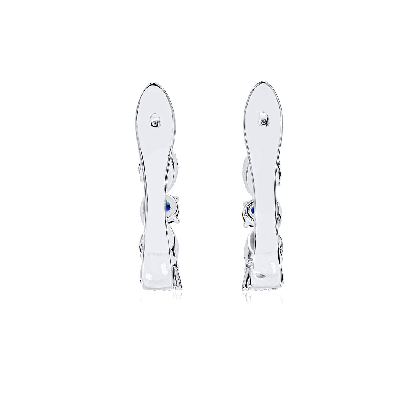 Natural Blue Sapphire Hoop Earrings, 18K White Gold, Round Shape, 2.56 Ct. TW