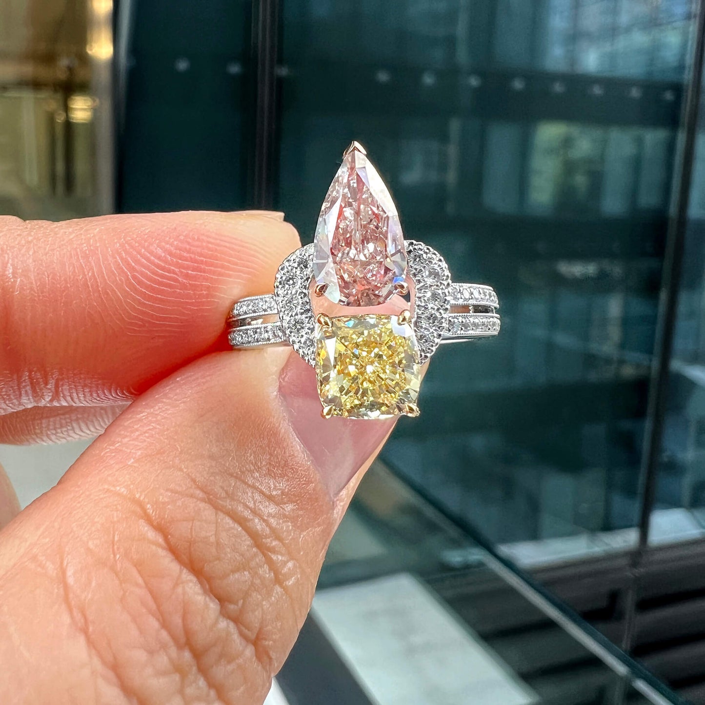 Natural Fancy Light Pinkish Brown & Yellow Diamond Ring, 18K White Gold, 2.53 Ct. TW