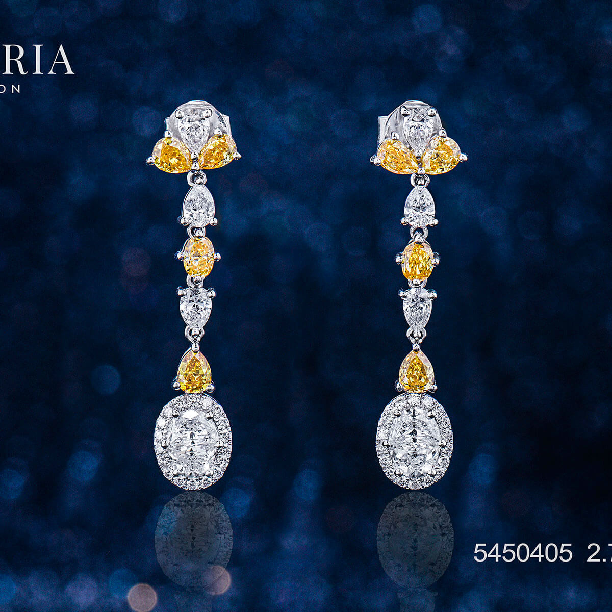 Natural Diamond Drop Earrings, 18K White Gold, Pear Shape, 2.93 Ct. TW