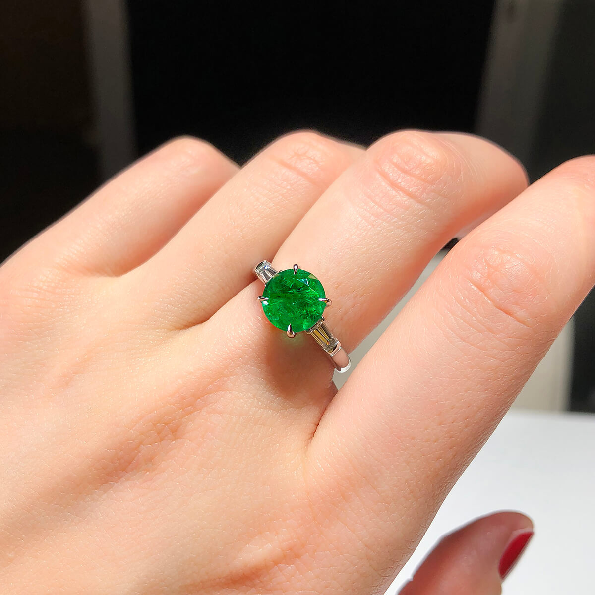 Green Emerald And Diamond Ring, 2.05 Ct. (2.38 Ct. TW), GRS2020-098739