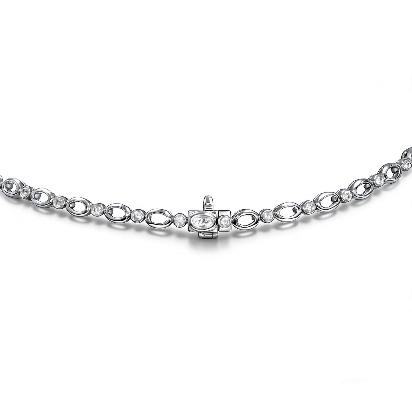 Natural Greenish Blue Paraiba Necklace, 18K White Gold, Oval Shape, 23.96 Ct. TW