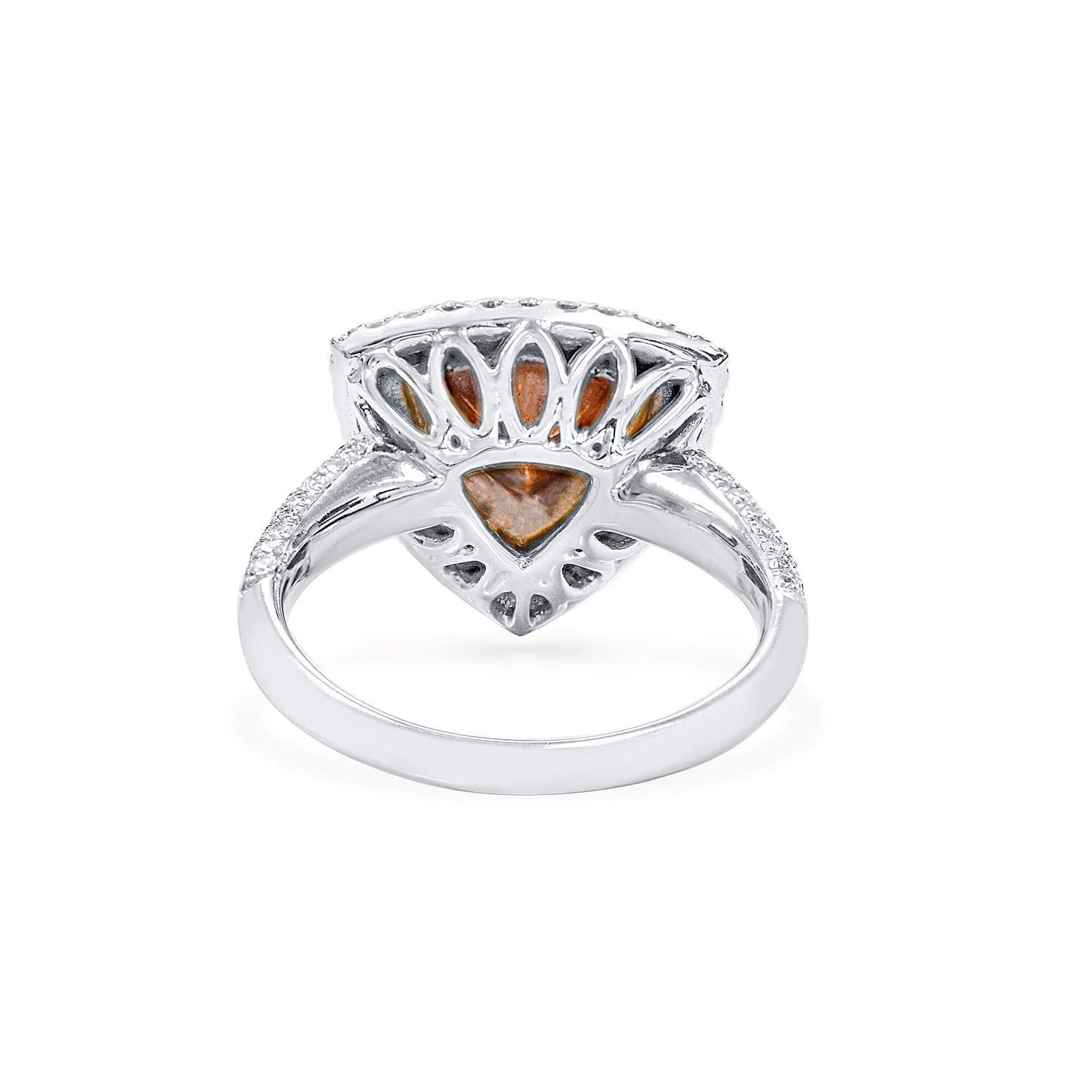 Natural Green Colombian Emerald Halo Ring, 18K White Gold, Triangle Shape, 1.64 Ct. TW