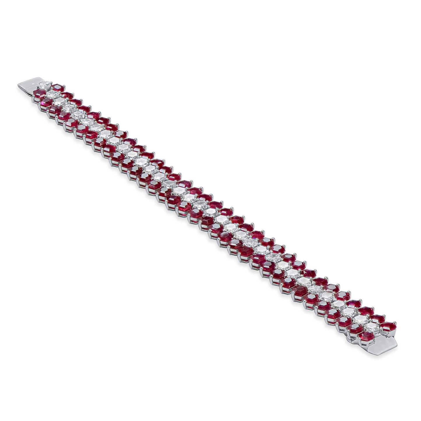 天然 红色 红宝石手链,总重41.10克拉