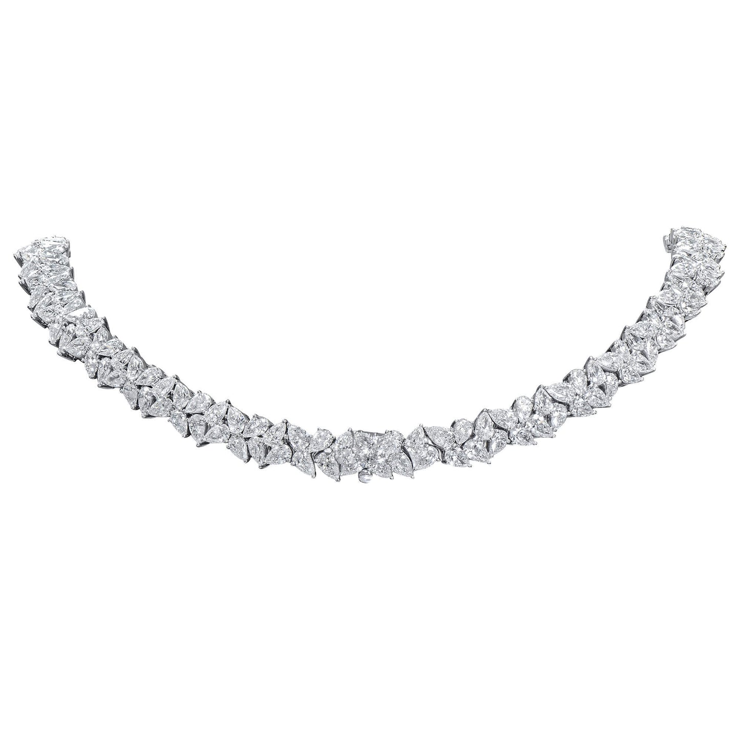 Natural Diamond & Red Ruby Necklace, 18K White Gold, Pear Shape, 55.27 Ct. TW