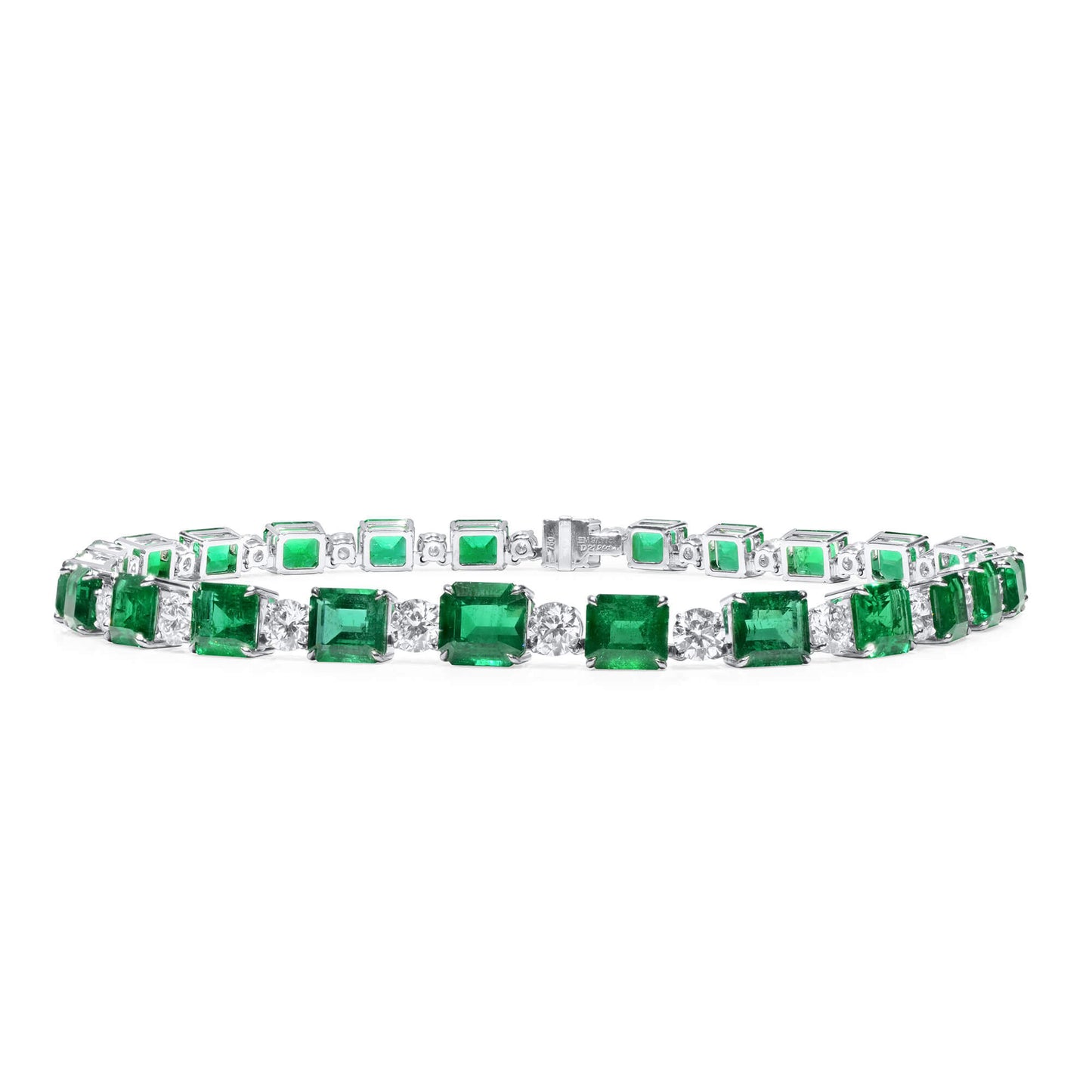 Natural Vivid Green Emerald and Diamond Necklace, 97.77 Ct. (119.01 Ct. TW), JCNG01106740