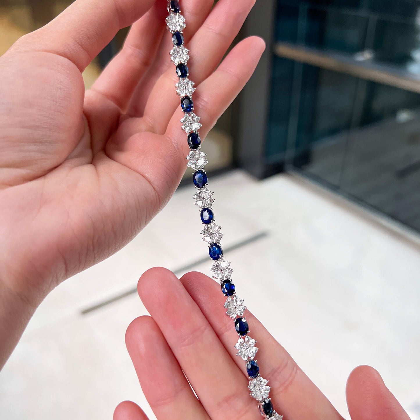 Royal Blue Burmese Sapphire And Diamond Bracelet, 8.97 Ct. (16.79 Ct. TW), 20764415, Unheated