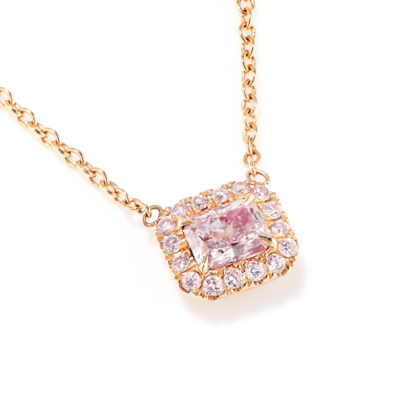Very Light Pink Diamond Pendant, 0.56 Ct. TW, Radiant shape, GIA Certified