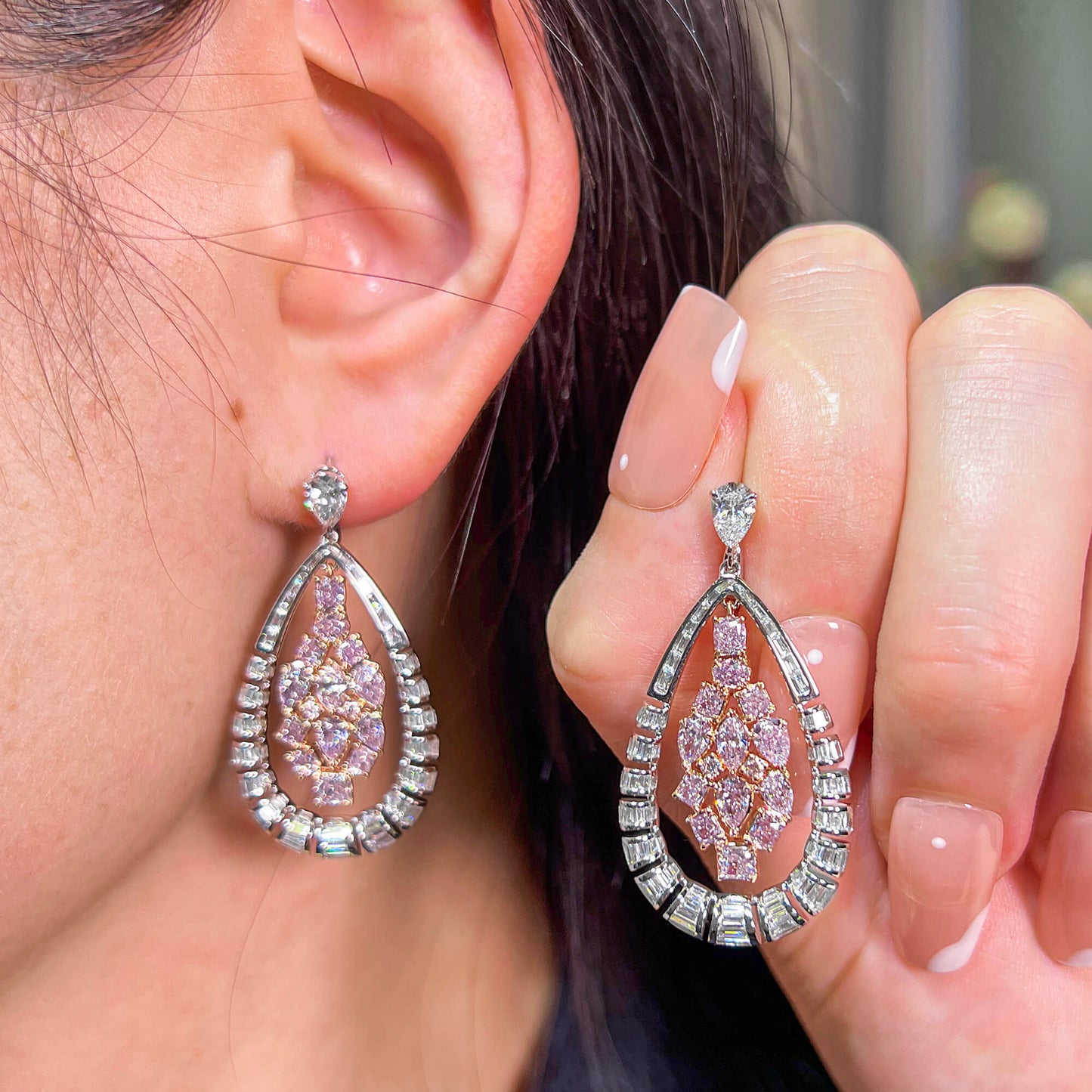 白钻耳环,总重5.49克拉,圆形,EG_LAB认证