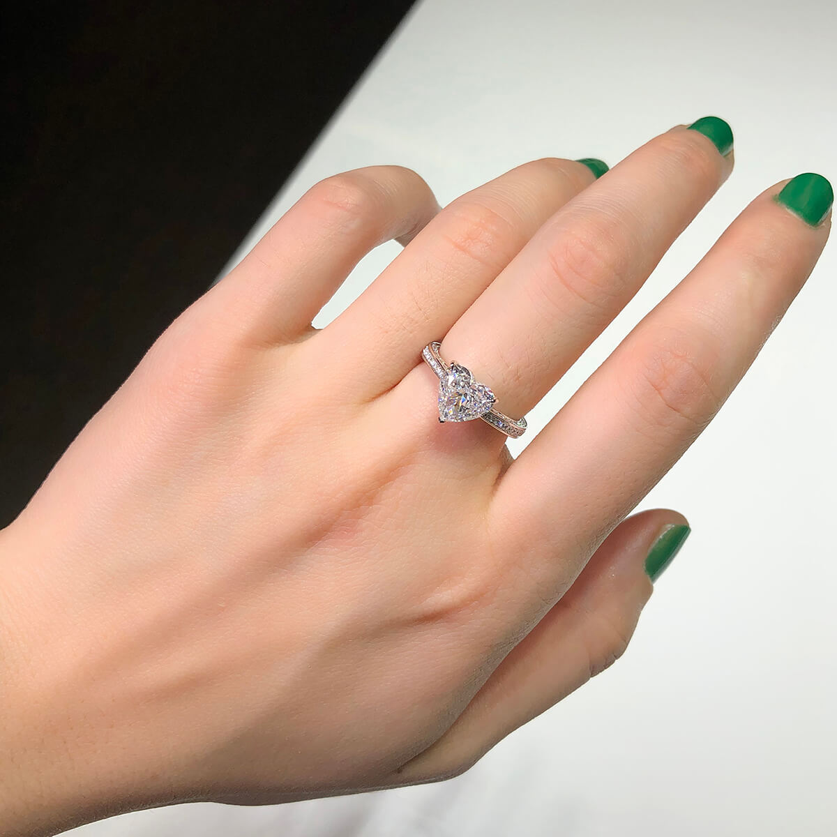 Natural Diamond Solitaire Ring, 18K White Gold, Heart Shape, 2.70 Ct. TW