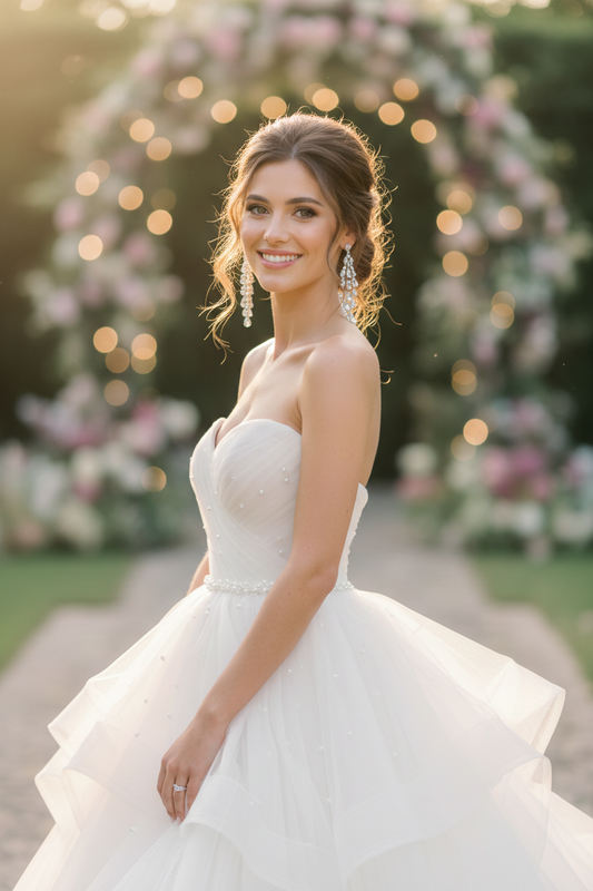 The Best Earrings for a Strapless Wedding Dress
