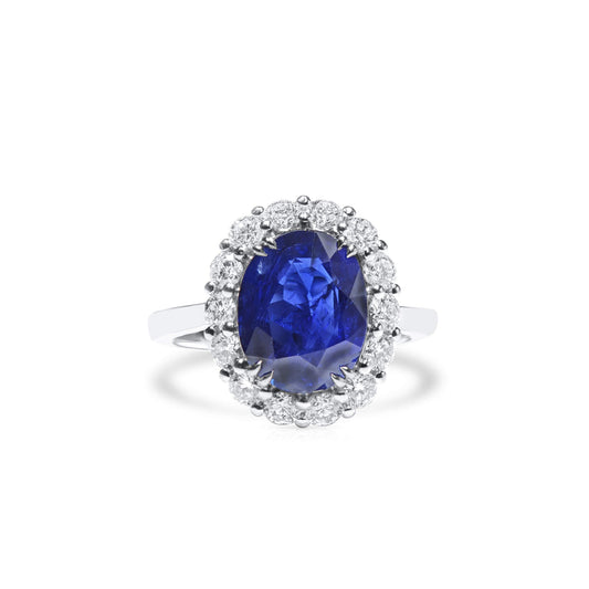 GRS-certified natural Burma sapphire ring — an example of authoritative gemstone certification at Astteria