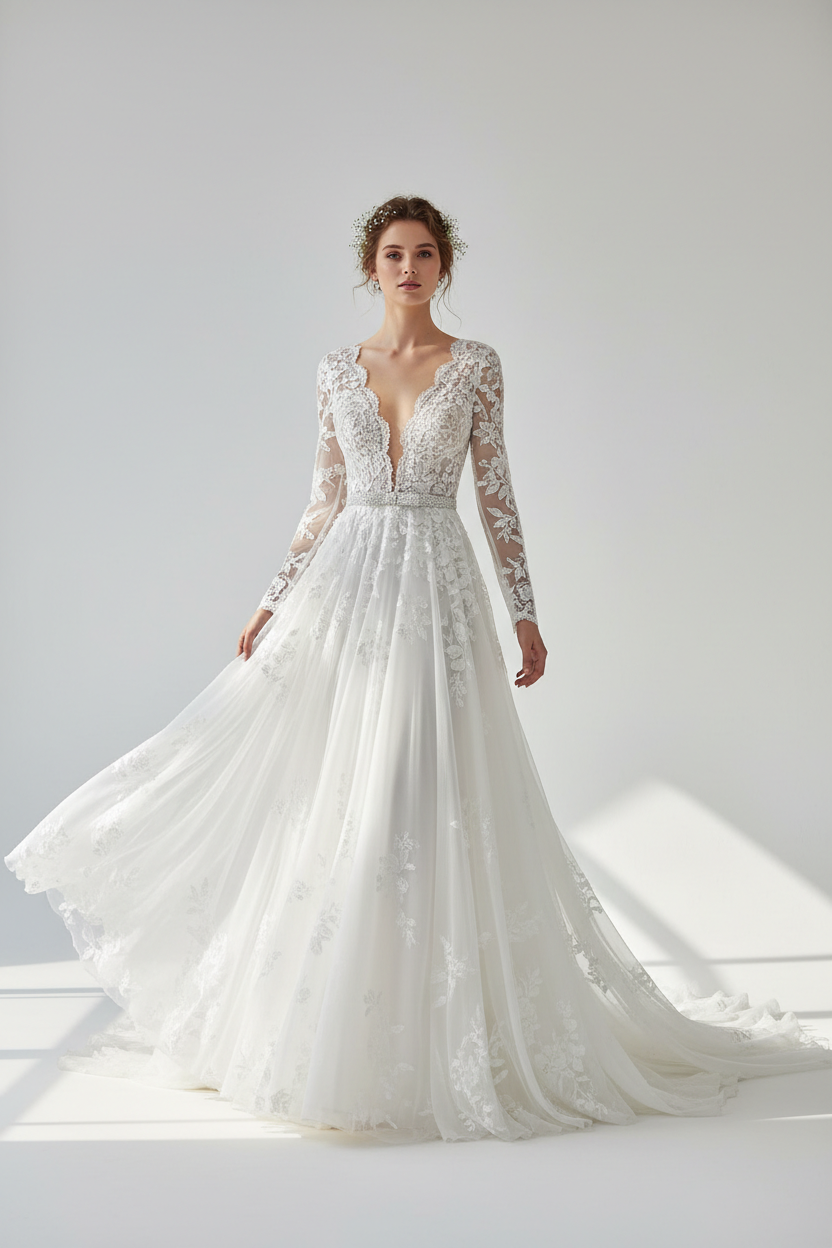 earring for v neck wedding dress