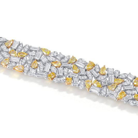 Fancy Yellow Diamond Bracelet, 18.64 Ct. TW, Mix shape