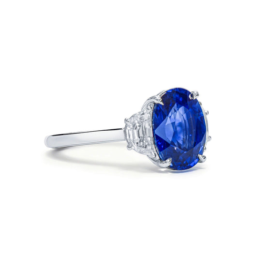 Natural Vivid Blue Sri-lanka Sapphire Ring, 5.11 Ct. TW, Oval shape, GRS Certified