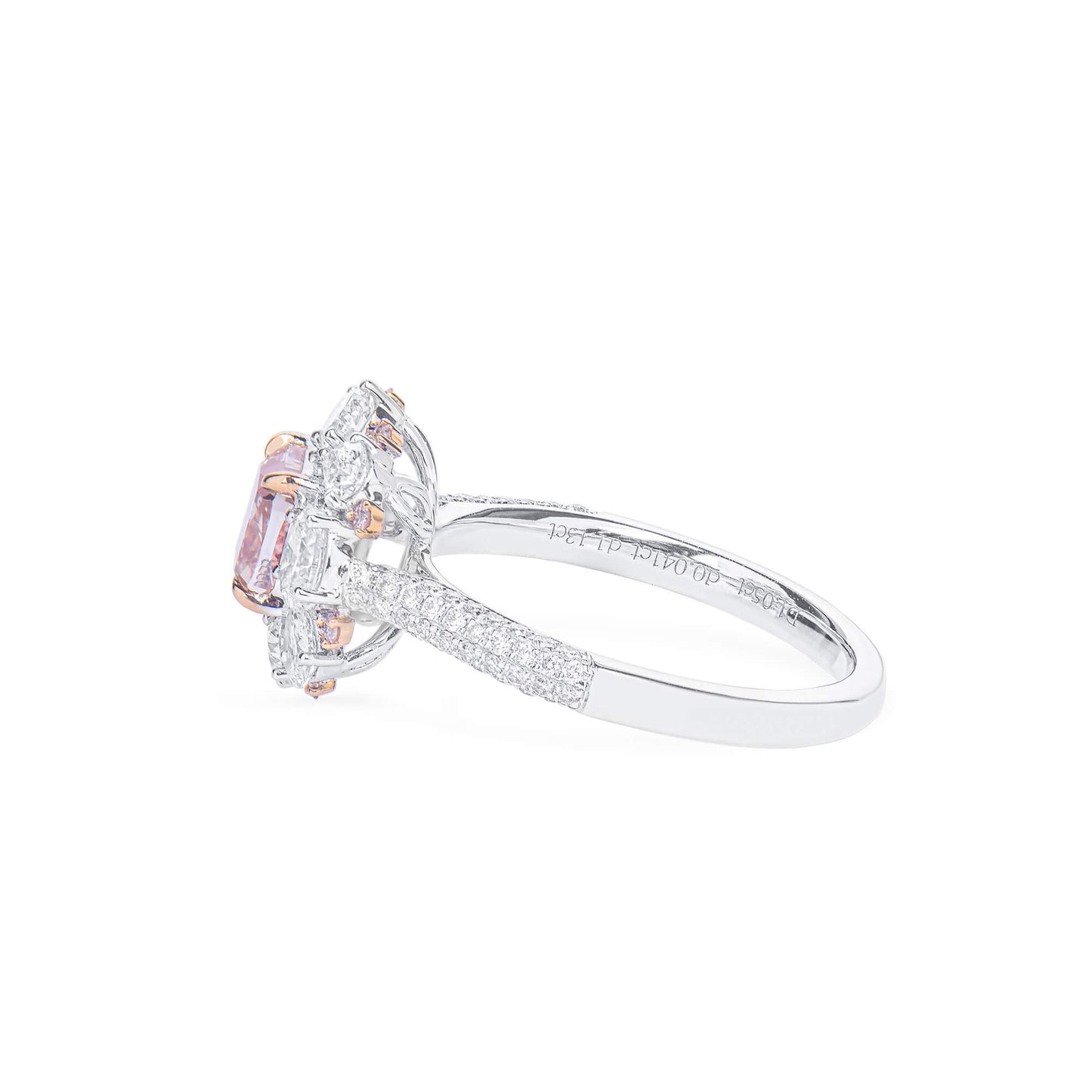 Natural Fancy Brownish Pink Diamond Halo Ring, 18K White Gold, Cushion Shape, 2.21 Ct. TW