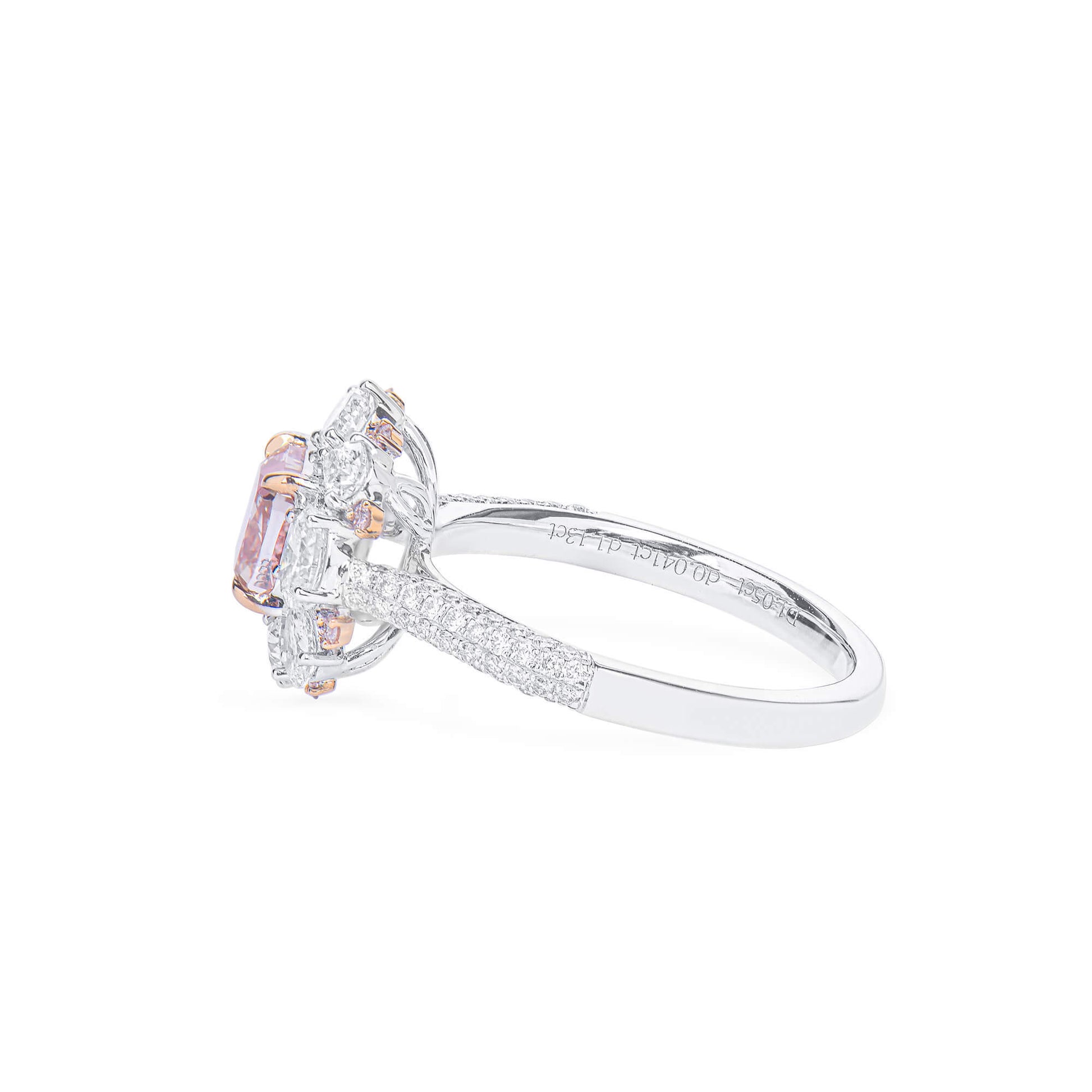 Natural Fancy Brownish Pink Diamond Halo Ring, 18K White Gold, Cushion Shape, 2.21 Ct. TW