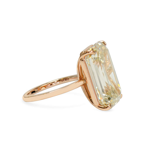 Natural Diamond Cocktail Solitaire Ring, 18K Rose Gold, Emerald Shape, 24.48 Ct. TW