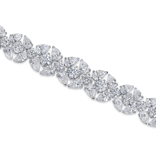 Natural Diamond Bracelet, 18K White Gold, 14.87 Ct. TW