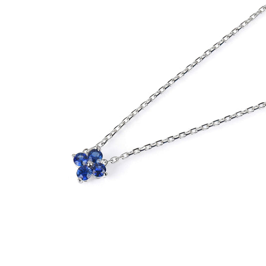 Natural 0.52 Ct. TW Sapphire Clover Pendant, 14K White Gold