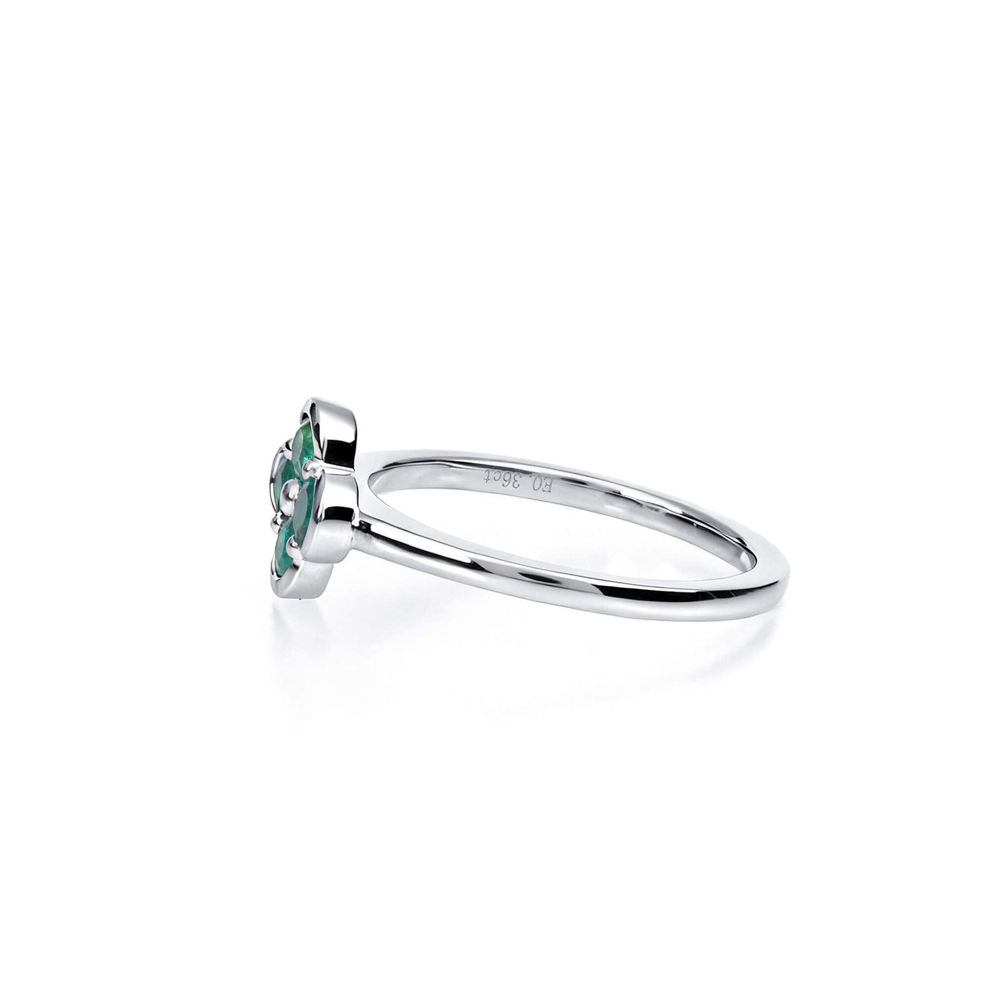 Natural 0.36 Ct. TW Emerald Clover Ring, 14K White Gold