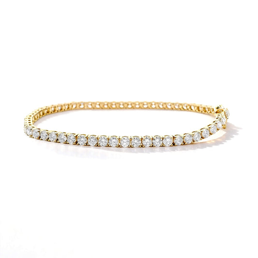 Natural 5.50 Ct. TW Round-Cut Diamond Bracelet, 14K Yellow Gold
