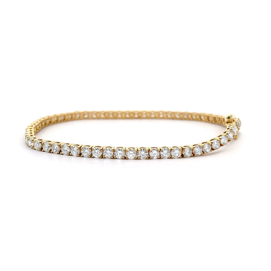 Natural 4.91 Ct. TW Round-Cut Diamond Tennis Bracelet, 14K Yellow Gold