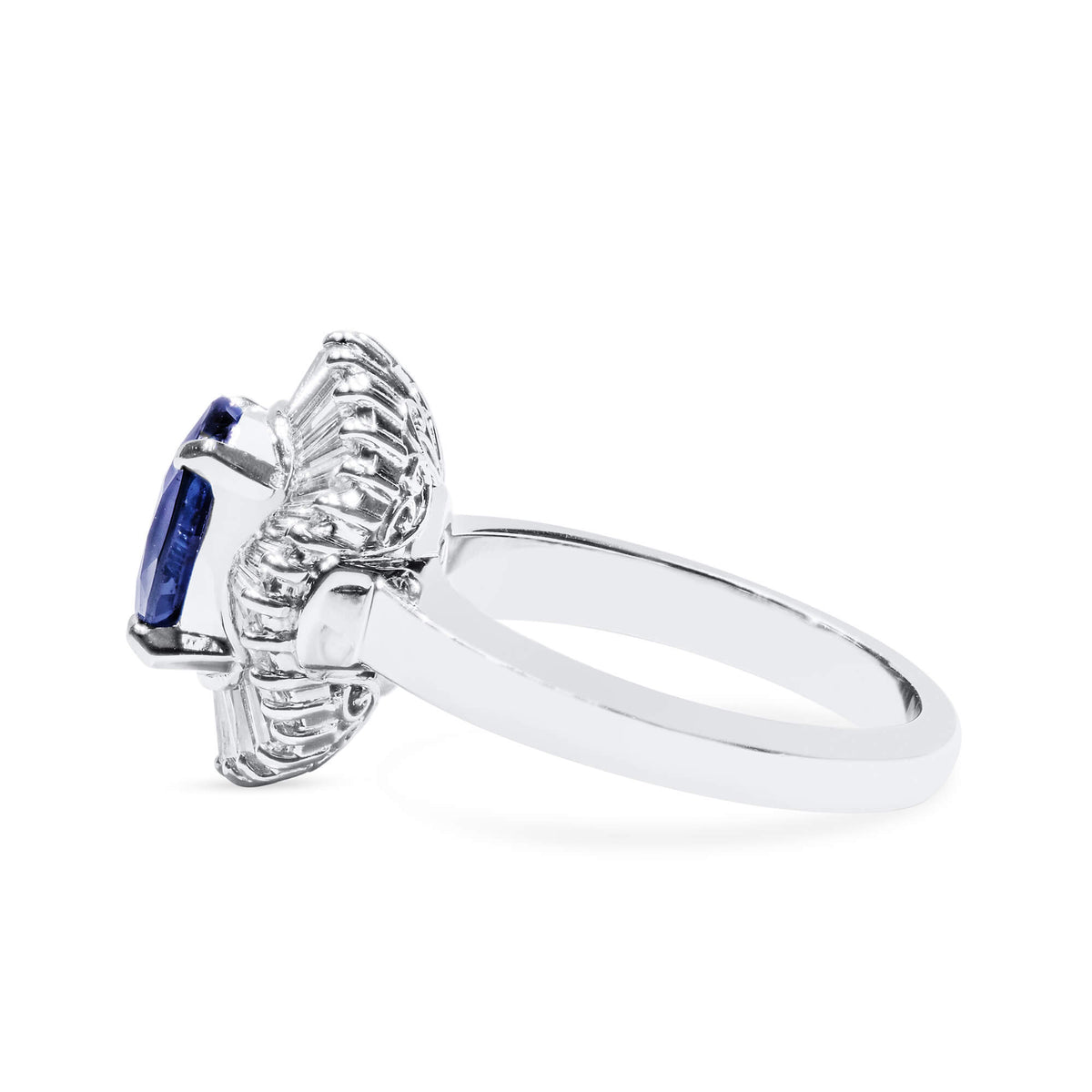 Natural 2.82 Ct. Oval-Cut Blue Sapphire & Diamond Halo Ring, 900 Platinum