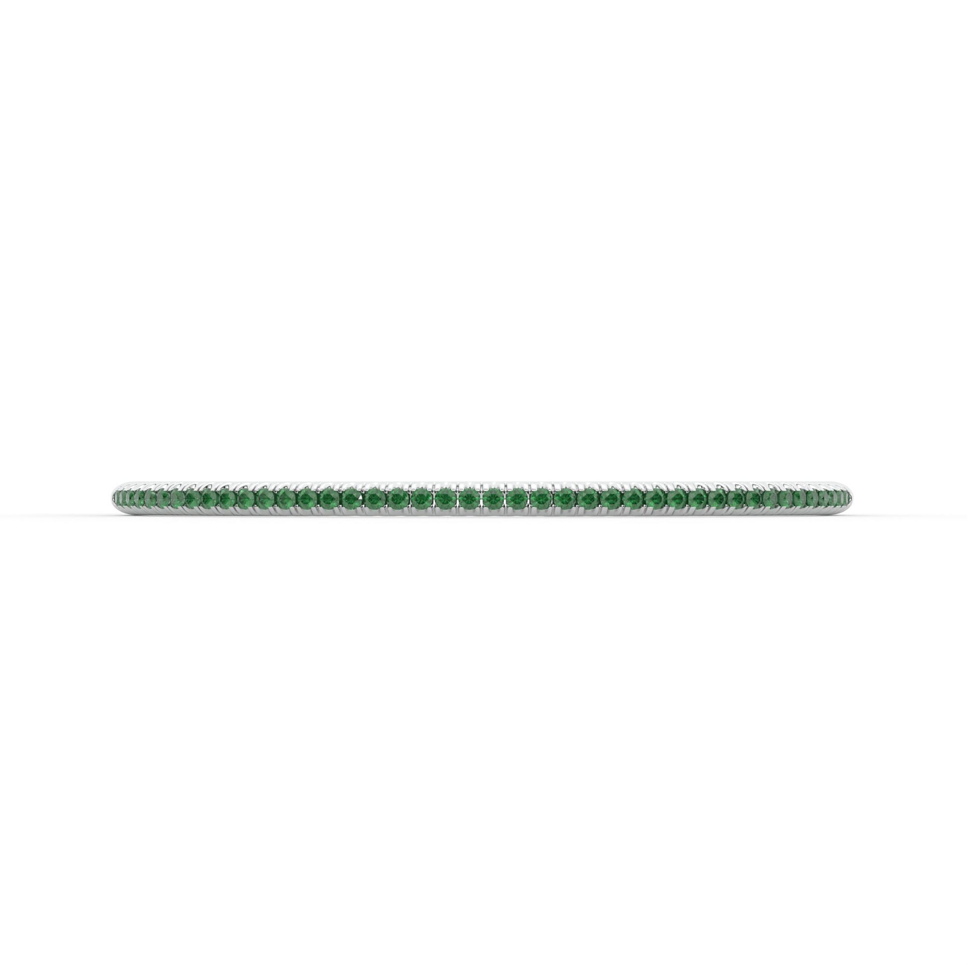 Centuria™ Bangle with Half Pavé emerald, 14K white gold, 18K white gold