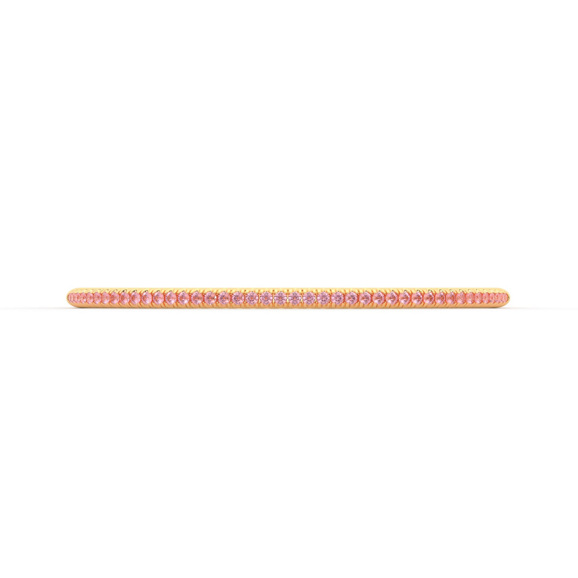 Centuria™ Bangle with Half Pavé pink sapphire, 14K yellow gold, 18K yellow gold