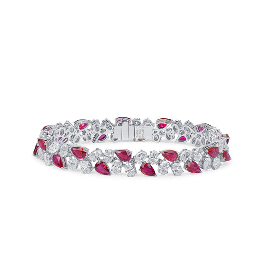 Natural Vivid Red Ruby Bracelet, 19.57 Ct. TW