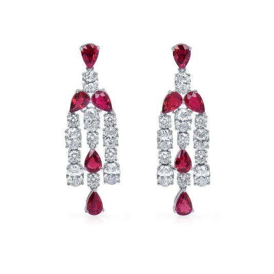Natural Vivid Red Ruby Earrings, 9.51 Ct. TW