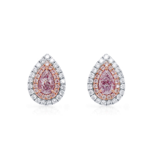 Light Pink Diamond Earrings, 1.01 Ct. TW, Pear shape, GIA Certified