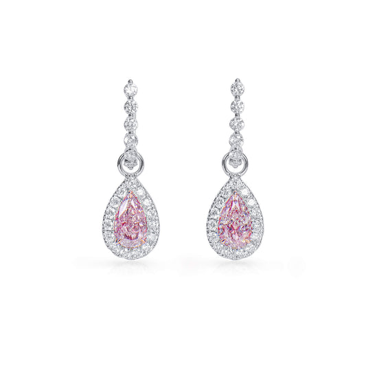 Light Pink Diamond Earrings, 1.60 Ct. TW, Pear shape, GIA Certified