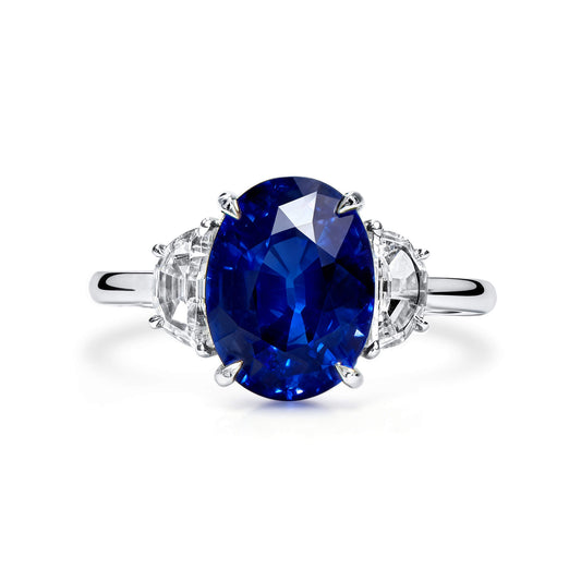 Natural Vivid Blue Sri-lanka Sapphire Ring, 5.11 Ct. TW, Oval shape, GRS Certified