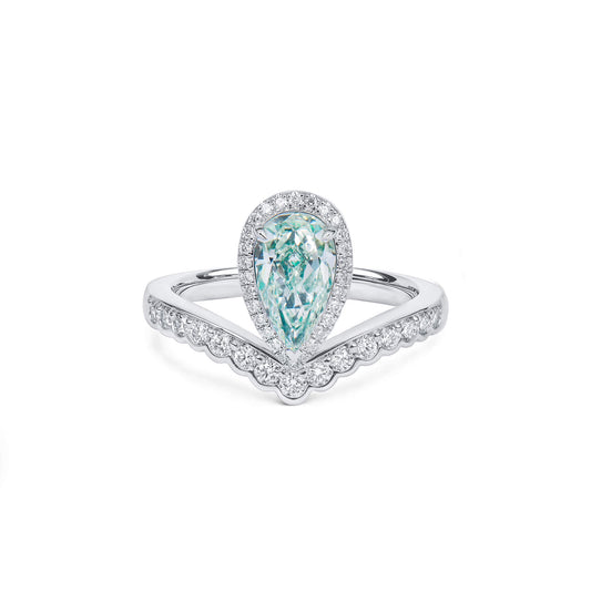 Fancy Light Yellowish Green Diamond Ring, 1.51 Ct. TW, Pear shape, GIA Certified