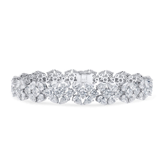 Natural Diamond Bracelet, 18K White Gold, 14.87 Ct. TW