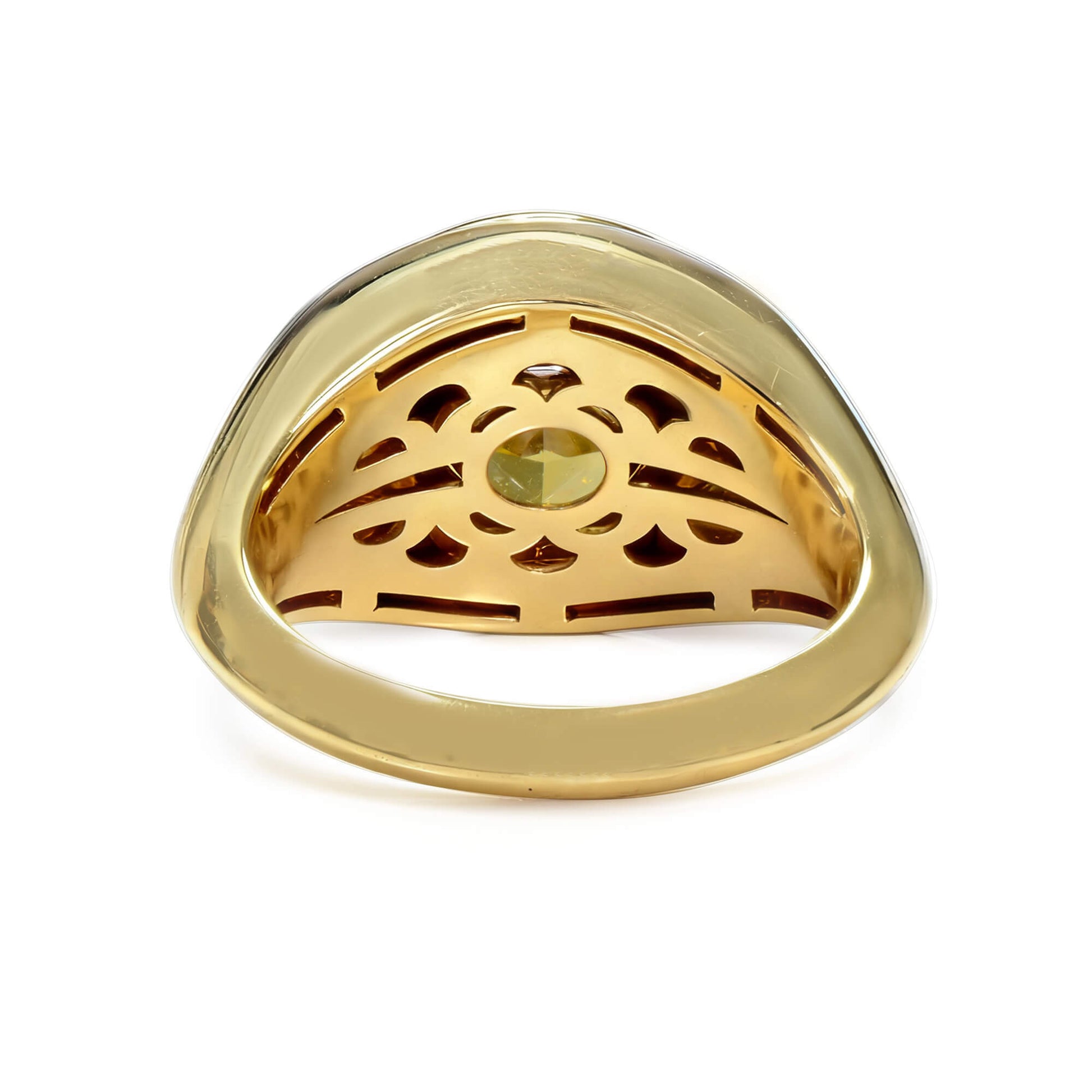 Natural Fancy Deep Brownish Orangy Yellow Diamond Ring, 18K White & Yellow Gold, Oval Shape, 7.23 Ct. TW