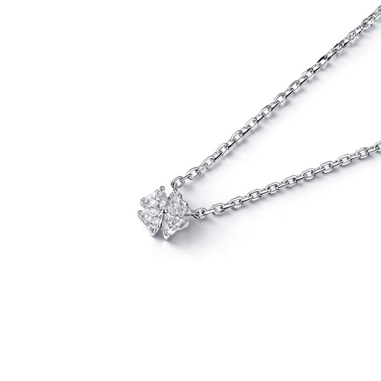 Natural 0.37 Ct. TW Heart-Shaped Diamond Clover Pendant, 14K White Gold