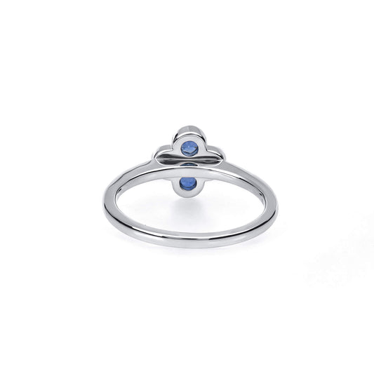 Natural 0.42 Ct. TW Sapphire Clover Ring, 14K White Gold