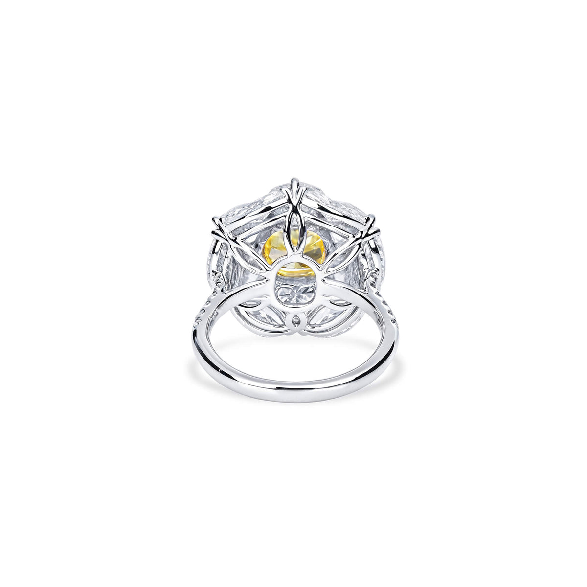 Natural 3.07 Ct. Fancy Intense Yellow Cushion-Cut Diamond Ring, 18K White Gold