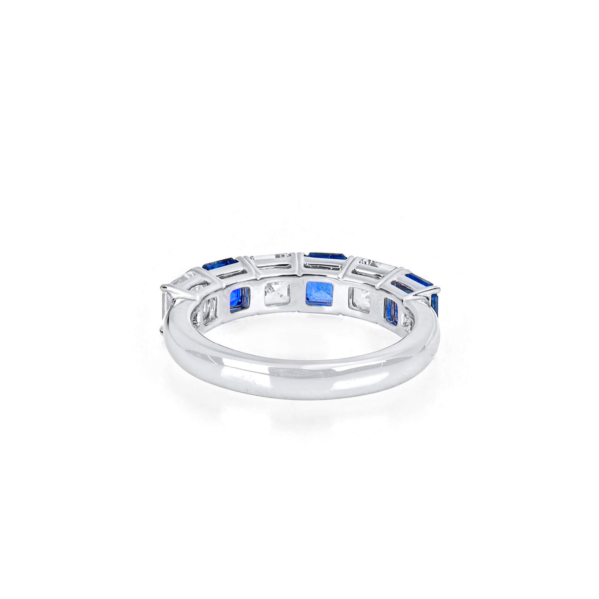Natural 2.82 Ct. TW Asscher-Cut Sapphire & Diamond Ring, 18K White Gold