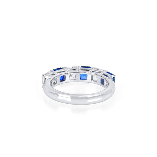 Natural 2.82 Ct. TW Asscher-Cut Sapphire & Diamond Ring, 18K White Gold