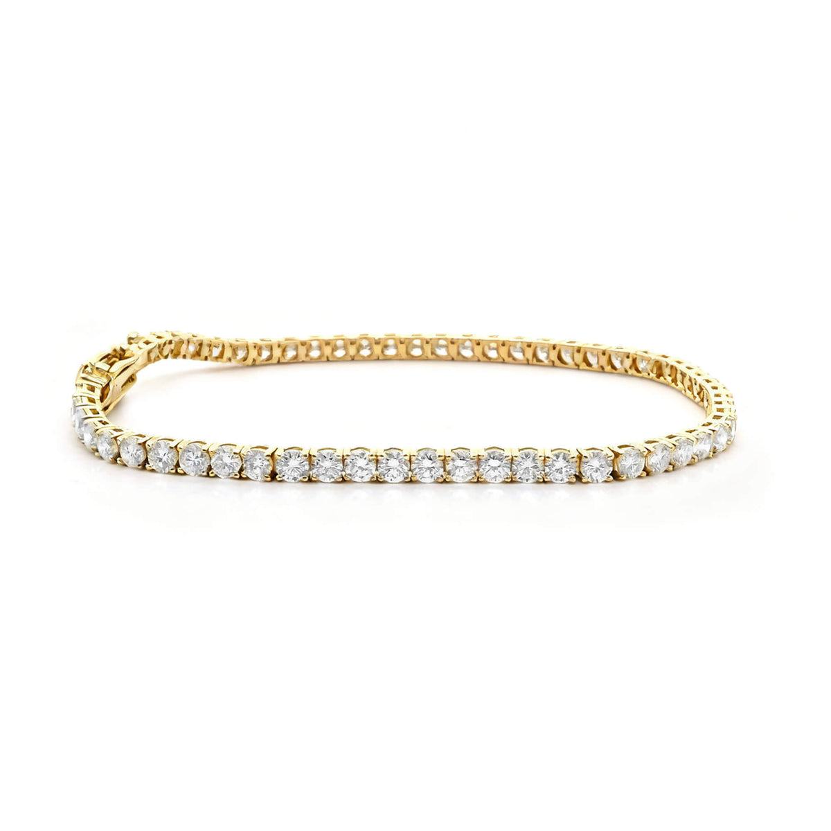 Natural 5.50 Ct. TW Round-Cut Diamond Bracelet, 14K Yellow Gold