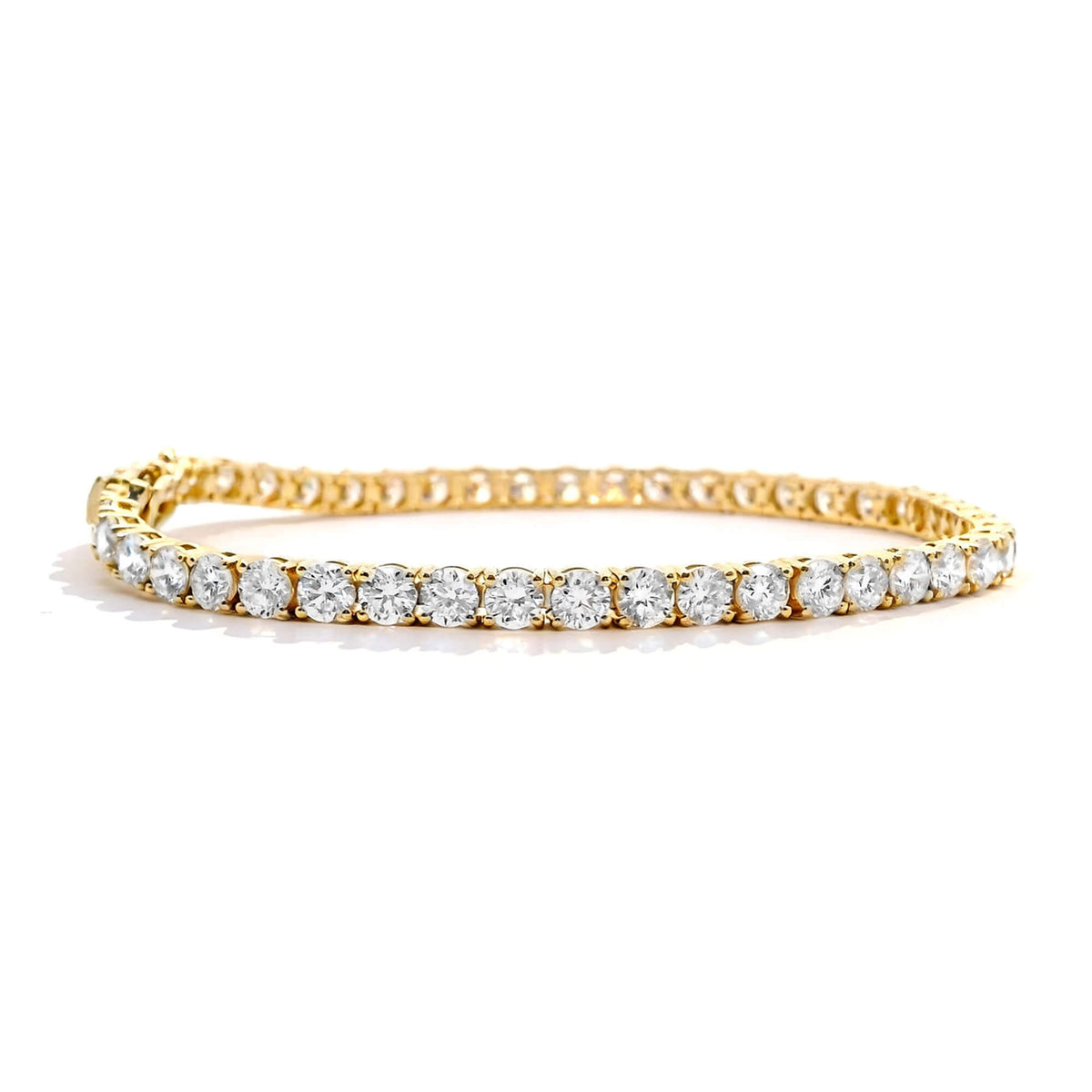 Natural 7.95 Ct. TW Round-Cut Diamond Tennis Bracelet, 14K Yellow Gold