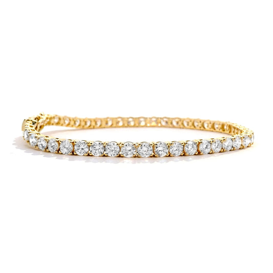Natural 7.95 Ct. TW Round-Cut Diamond Tennis Bracelet, 14K Yellow Gold