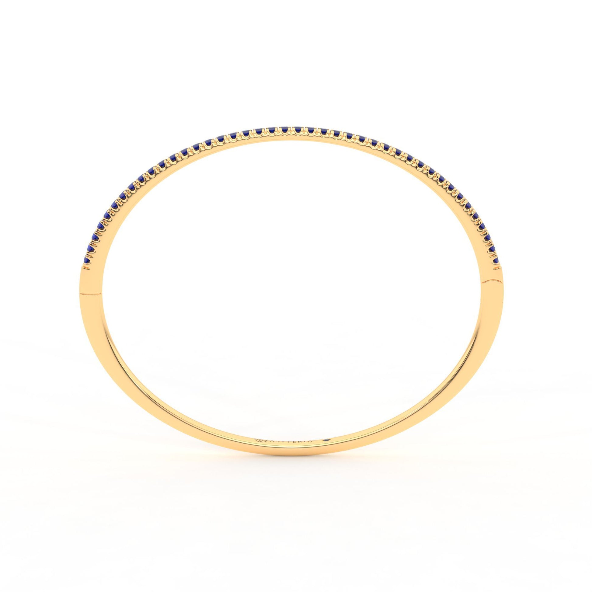 Centuria™ Bangle with Half Pavé blue sapphire, 14K yellow gold, 18K yellow gold