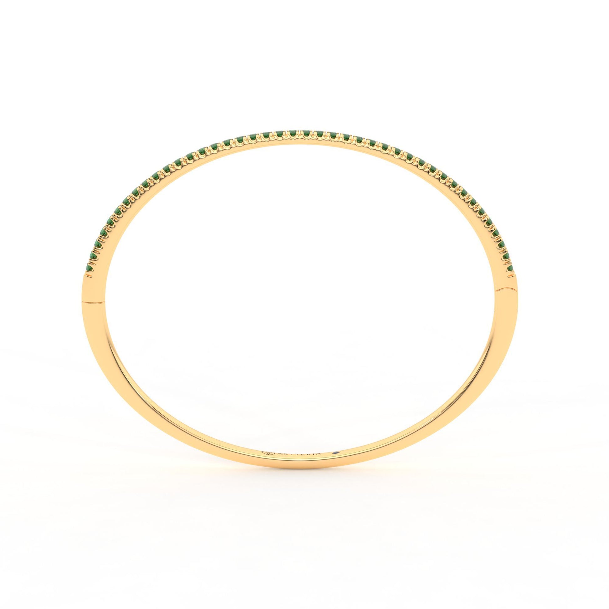 Centuria™ Bangle with Half Pavé emerald, 14K yellow gold, 18K yellow gold