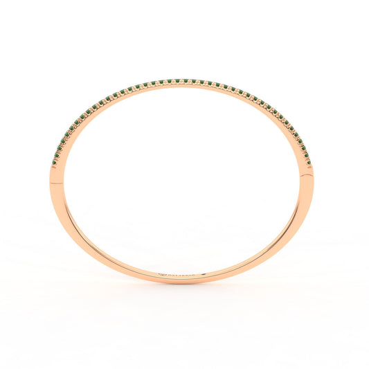Centuria™ Bangle with Half Pavé emerald, 14K rose gold, 18K rose gold