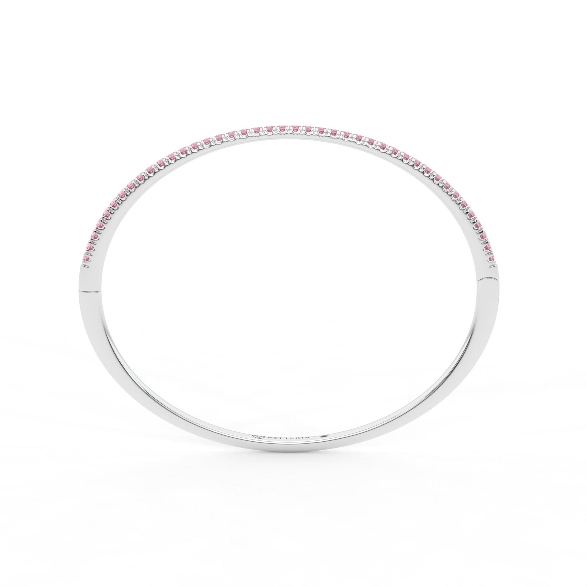 Centuria™ Bangle with Half Pavé pink sapphire, 14K white gold, 18K white gold