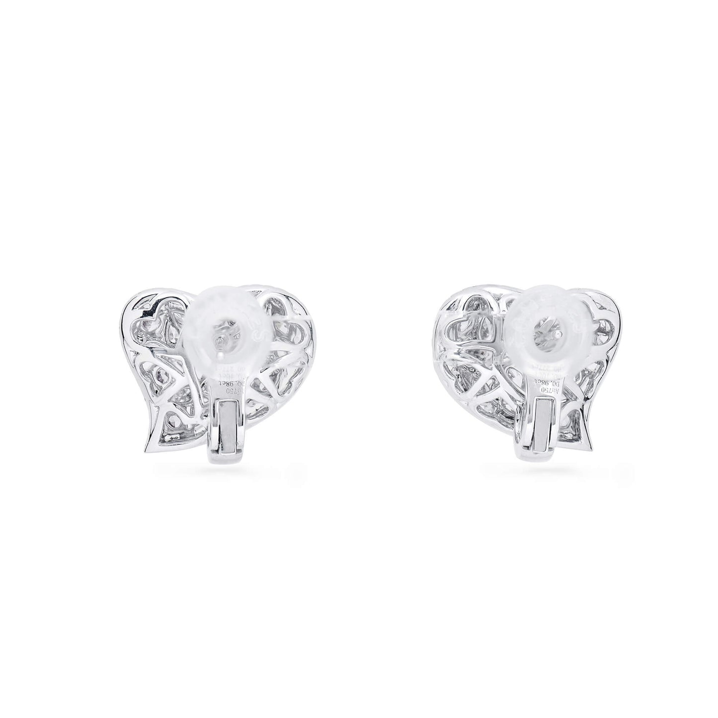 Very Light Pink & White Diamond Stud Earrings, 18K White Gold, 4.0 Ct. TW